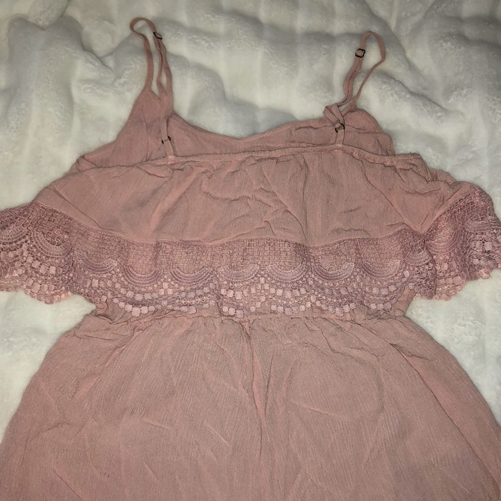 Baby pink spaghetti strap short romper
